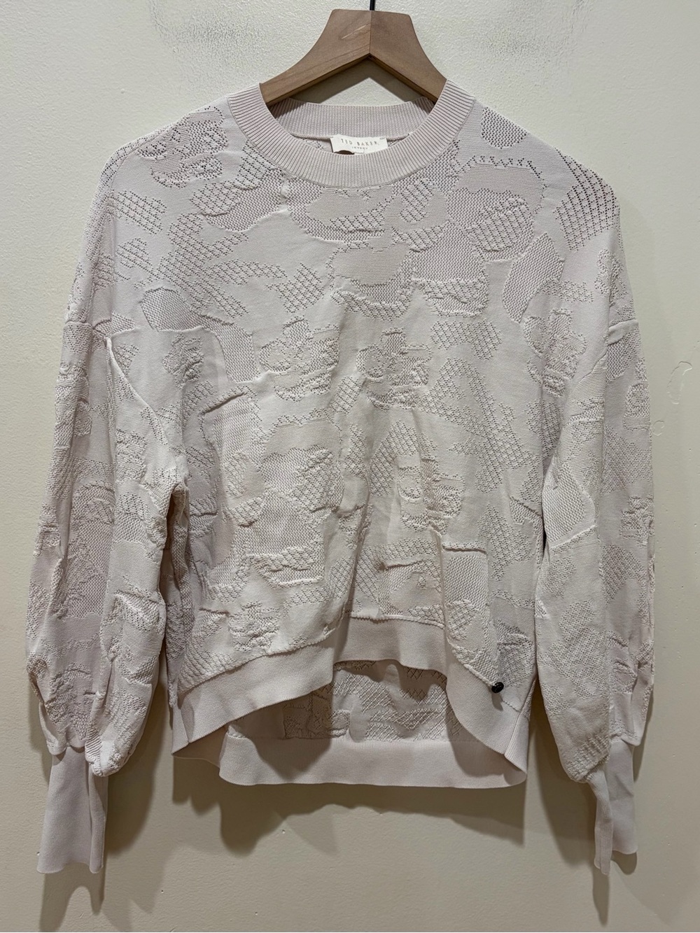Ted Baker London Aziylea Magnolia Jacquard White Floral Sweater - Women’s Size 2